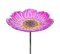 MUMTOP Baños de Cristal para pájaros para Exteriores, Cuenco de baño para pájaros de 12 Pulgadas con estaca de Metal, comederos para pájaros de Girasol para decoración de jardín y Patio
