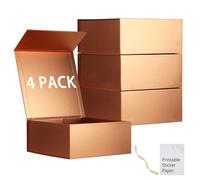 Mumupack 4 paquete cajas de regalo de oro rosa con tapas de dama de dama de honor de 9x9x4 pulgadas y calcomanas imprimibles cajas de propuesta con