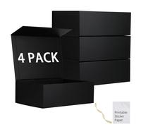 Mumupack 4 paquete cajas de regalo negras con tapas 12x8x4.5 pulgadas caja de propuesta de dama de honor y calcomanas imprimibles cajas de propuesta