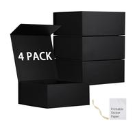 Mumupack 4 paquete cajas de regalo negras con tapas de la dama de dama de dama de honor de 9x9x44 pulgadas y calcomanas imprimibles cajas de propues
