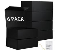 Mumupack 6 paquete cajas de regalo negras con tapas de 12x8x4.5 pulgadas caja de propuesta de dama de honor y calcomanas imprimibles cajas de propue