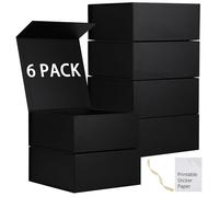 Mumupack 6 paquete cajas de regalo negras con tapas de dama de dama de dama de honor de 9x9x4 pulgadas y calcomanas imprimibles cajas de propuesta c
