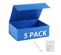 MUMUPACK Caja de regalo azul, 13 x 11 x 5.3 pulgadas, cajas de regalo grandes con tapas para regalos, incluye cinta y papel adhesivo imprimible, caja de propuesta de dama de honor, caja de regalo