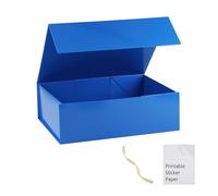 MUMUPACK Caja de regalo azul, 16 x 14 x 5.3 pulgadas, cajas de regalo grandes con tapas para regalos, incluye cinta y papel adhesivo imprimible, caja de propuesta de dama de honor, caja de regalo