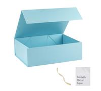 MUMUPACK Caja de regalo azul claro, cajas de regalo grandes de 19 x 16 x 6 pulgadas con tapas para regalos, incluye cinta y papel adhesivo imprimible, caja de propuesta de dama de honor, caja de