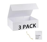 MUMUPACK Caja de regalo blanca, 19 x 16 x 6 pulgadas, cajas de regalo extra grandes con tapas para regalos, incluye cinta y papel adhesivo imprimible, caja de propuesta de dama de honor, caja de