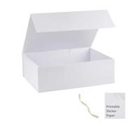 MUMUPACK Caja de regalo blanca, 19 x 16 x 6 pulgadas, cajas de regalo extra grandes con tapas para regalos, incluye cinta y papel adhesivo imprimible, caja de propuesta de dama de honor, caja de