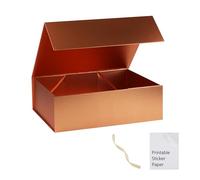 MUMUPACK Caja de regalo de oro rosa, 16 x 14 x 5.3 pulgadas, cajas de regalo grandes con tapas para regalos, incluye cinta y papel adhesivo imprimible, caja de propuesta de dama de honor, caja de