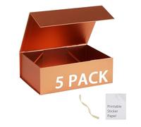 MUMUPACK Caja de regalo de oro rosa, cajas de regalo de 10 x 7.3 x 3.5 pulgadas con tapas para regalos, incluye cinta y papel adhesivo imprimible, caja de propuesta de dama de honor, caja de regalo