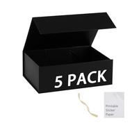 MUMUPACK Caja de regalo negra, 13 x 11 x 5.3 pulgadas, cajas de regalo grandes con tapas para regalos, incluye cinta y papel adhesivo imprimible, caja de propuesta de dama de honor, caja de regalo