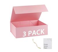 MUMUPACK Caja de regalo rosa, 16 x 14 x 5.3 pulgadas, cajas de regalo grandes con tapas para regalos, incluye cinta y papel adhesivo imprimible, caja de propuesta de dama de honor, caja de regalo