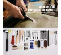 Mumusuki 42pcs Herramientas de Artesanía de Cuero Kit de Cuero Costing Kit de Costura de Costura de la Herramienta de Reducción de Borde de con Martillo de Goma Hilo Encerado de Punzon