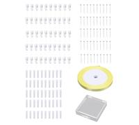Mumusuki 50 Piezas de Manga Individual con Tubos de Agua, Kit de Envoltura de Flores Transparente con Alfileres Acrílicos y Cinta para Ramos, Mangas de 12.4x43.4 Cm para los Floristas