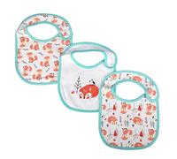 Mumusuki Babero para bebés de 3 piezas, impermeable, lavable, fabricado con algodón orgánico, súper absorbente y suave unisex para niños recién nacidos (19.00 * 27.50 * 5.00cm-Fox)