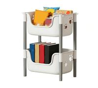 Mumusuki Contenedores de Almacenamiento Apilables para Despensa, 2 Niveles con Forma de Oso Lindo, a Prueba de Agua, PP, Frente Abierto, Contenedores Apilables para Juguetes, (2 Capas Blanco Gris