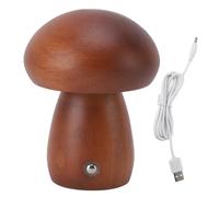 Mumusuki Lámpara de Mesa Regulable con Forma de Seta, Luz Táctil con Carga USB para Decoración del Hogar, Material de Madera de Abedul, Diseño Inalámbrico para Oficina, Atenuación (color