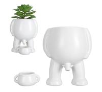 Mumusuki Maceta para Orinar, Simulación de Cerámica, Innovador Hombrecito Que Orina, Maceta Suculenta, Maceta Decorativa para Escritorio de Oficina en Casa (White)