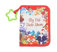 Mumusuki Mi Primer álbum de Fotos para bebé, Tamaño Espejo Seguro, Capacidad para 17 Hojas, Material de Poliéster Suave, Temática de Animales, Fotos de Bebés