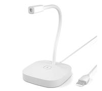 Mumusuki Micrófono de Escritorio Omnidireccional de 360 Grados, Micrófono USB de Alta Sensibilidad con ángulo de Recogida Ajustable para Streaming y Reuniones de Negocios (Blanco Frio)