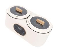 Mumusuki Olla de Cocción Lenta Doble, de Acero Inoxidable ABS, Antiadherente, con Dos Ollas Interiores, Pequeña, Portátil, Multifunción, Eléctrica, para Sopa, Gachas y arroz.