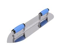 Mumusuki Paleta de Piscina de DobleMango, Paleta de Acabado de Hormigón de Cabeza Redonda y Puntiaguda de Acero Inoxidable con Mangos de Agarre Suave para Revestimiento de Piscina, Yeso