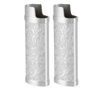 Mumusuki Vintage Botanic Design Aleación de Zinc Encendedor Funda para BIC Tamaño Completo Más Ligero J6, Fácil de Usar, Protección Segura, Opción (Silver)