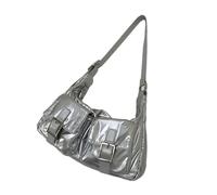 Mumuve Bolsa de hombro de nailon para mujer, estilo coreano, para axilas, compras, citas, viajes, Silver, As shown in the picture (1-3cm error)