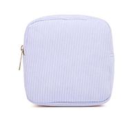 Mumuve Bolsa de maquillaje pequeña de pana para mujer, color sólido, con cremallera, para guardar cosméticos y artículos de aseo personal, Blue, As shown in the picture (error 1-3cm)