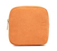 Mumuve Bolsa de maquillaje pequeña de pana para mujer, color sólido, con cremallera, para guardar cosméticos y artículos de aseo personal, Orange, As shown in the picture (error 1-3cm)