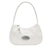 Mumuve Bolso de hombro de piel sintética para mujer, simple, color sólido, para axilas, con cremallera, White, As shown in the picture (1-3cm error)