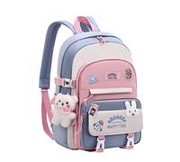 Mumuve Bonita mochila escolar para niñas, adolescentes, mujeres, estudiantes, mochila de viaje casual con alfileres, azul, 19.5x14.04in