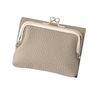 Mumuve Cartera compacta para mujer con bolsillo para monedas con cierre de beso y ventana transparente, tarjetero corto para uso diario, Gray, As shown in the picture (error 1-3cm)