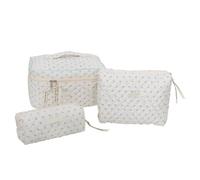 Mumuve Juego de 3 bolsas de maquillaje de viaje para cosméticos, neceser de gran capacidad, con estampado de flores, bolsa para bolígrafos para mujer, Flor de arroz, 10.53 in x 6.24 in