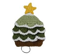 Mumuve Llavero de árbol de Navidad con mando a distancia hecho a mano, bolsa tejida para coche, llavero de árbol, Nueva llave de Navidad, Size: Approx. 10x9cm/3.94x3.54in