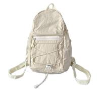 Mumuve Mochila con cordón para hombre, mochila casual para estudiantes, mochila escolar para adolescentes, estilo japonés, mochila de viaje, Blanco crema., （1-3cm）