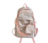 Mumuve Mochila coreana estética de color de contraste con monedero, bolsa de libros de gran capacidad para estudiantes, casual, viajes, Blue, Length 31 Width 14 Height 40