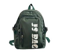 Mumuve Mochila de nailon con letras de moda para mujeres y hombres, mochila escolar de gran capacidad, casual, viajes, con cremallera, Green, Length 28 Width 13 Height 35