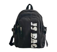 Mumuve Mochila de nailon con letras de moda para mujeres y hombres, mochila escolar de gran capacidad, casual, viajes, con cremallera, Black, Length 28 Width 13 Height 35