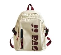 Mumuve Mochila de nailon con letras de moda para mujeres y hombres, mochila escolar de gran capacidad, casual, viajes, con cremallera, White, Length 28 Width 13 Height 35