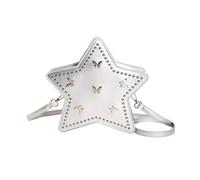 Mumuve Mochila en forma de estrella con correa ajustable de piel sintética, bolsa casual de moda con remaches para mujeres y adolescentes, Silver, As shown in the picture (error 1-3cm)