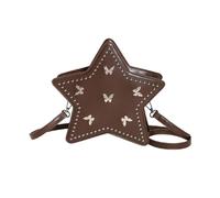 Mumuve Mochila en forma de estrella con correa ajustable de piel sintética, bolsa casual de moda con remaches para mujeres y adolescentes, café, As shown in the picture (error 1-3cm)