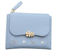 Mumuve Monedero pequeño de piel sintética para mujer, con estampado floral, con múltiples comparaciones, ranuras para tarjetas y dinero con cremallera, Blue, Height 9cm Length 11.5cm Thickness 1.5cm