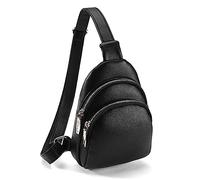 Mumuve Riñonera de poliuretano de gran capacidad para deportes, bolsa de pecho multifunción para mujer, riñonera cruzada, Black, As shown in the picture (error 1-3cm)
