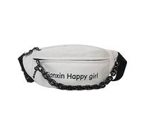 Mumuve Riñonera de tela Oxford, bolso grande para teléfono, cinturón cruzado para mujer, hombro coreano, White, Size: Approx. 33x8.5x15cm/12.99x3.35x5.91in