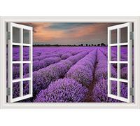 MUMUWUSG Etiqueta De La Pared Del Vinilo 3D Púrpura Lavanda Cielo Paisaje Fotomurales 3D Foto Mural Sala De Estar Dormitorio Oficina Tv Fondo Pared Decoración Fotomural Vinilo 30X20Cm