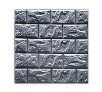 MUMUXIAO 10 hojas de azulejos de pared de espuma de polietileno sintético 3D, papel tapiz de ladrillo, autoadhesivos, papel adhesivo de vinilo impermeable para decoración de pared del hogar (gris