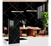 MUMUXIAO 10 hojas de panel de pared de mármol, despegar y pegar, 30 x 60 cm, autoadhesivo, PVC, azulejos de pared impermeables para cocina, dormitorio (negro1)