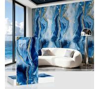 MUMUXIAO 10 hojas de panel de pared de mármol, despegar y pegar, 30 x 60 cm, autoadhesivo, PVC, azulejos de pared impermeables para cocina, dormitorio (azul)