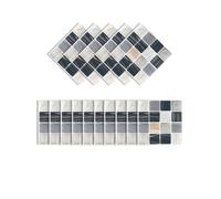 MUMUXIAO 15 azulejos adhesivos de mosaico 3D de 10 x 10 cm, paneles de pared autoadhesivos, murales impermeables para cocina y baño (gris 2)