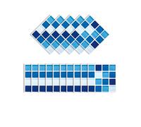 MUMUXIAO 15 azulejos adhesivos de mosaico 3D de 10 x 10 cm, paneles de pared autoadhesivos, murales impermeables para cocina y baño (azul2)